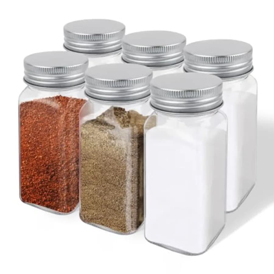 4oz Glass Spice Bottles with Shaker Lids, Restaurant Home Kitchen Storage Square Air-Tight Containers for Spices, Salt, Pepper