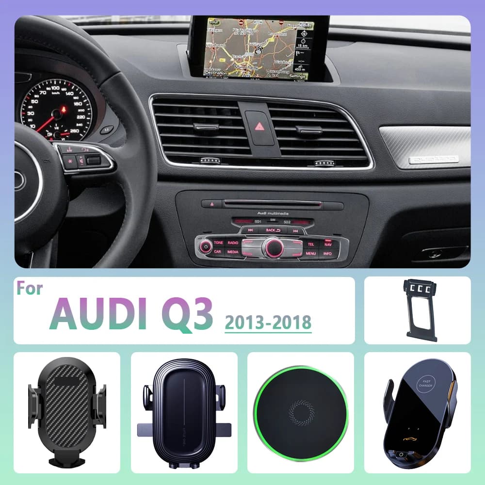 Per AUDI Q3 2013 2014 2015 2016-2018 Supporto per telefono per auto Ricarica wireless Supporto per telefono magnetico per auto Magsafe Accessori di supporto