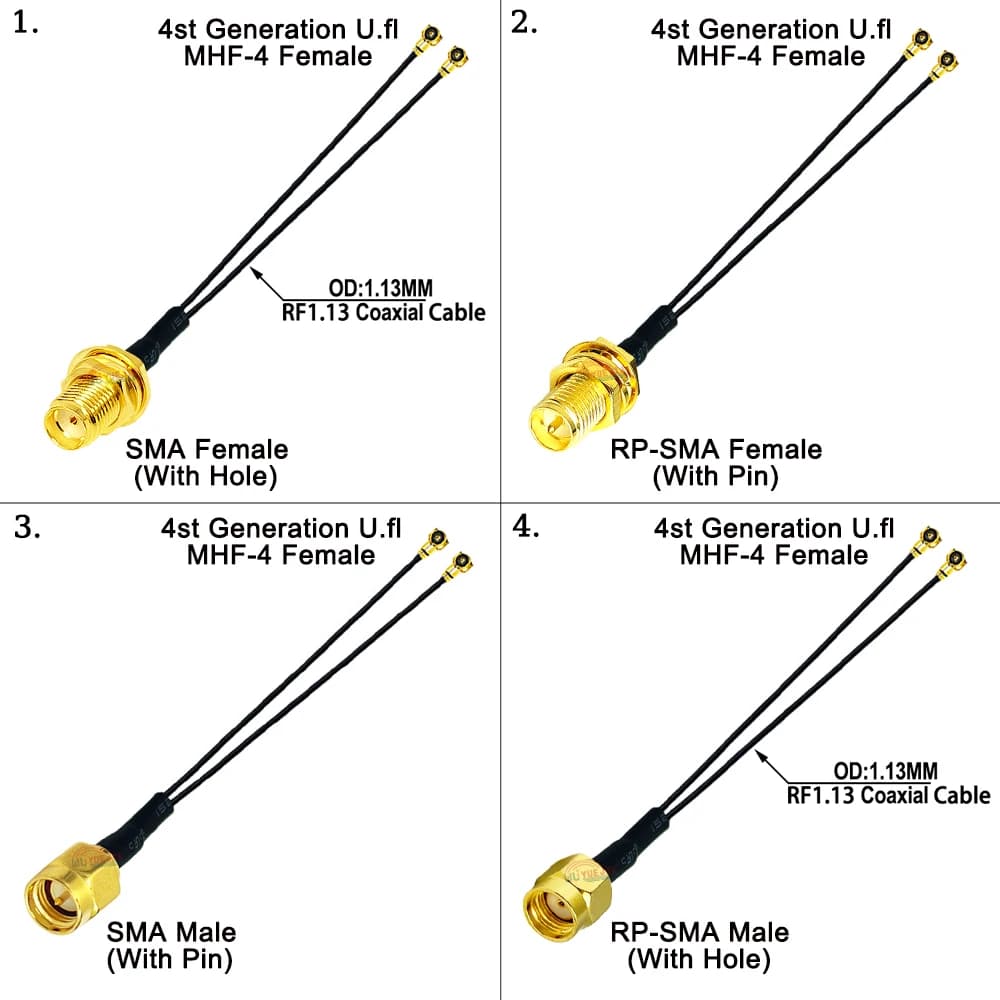 Tipo Y SMA o RP-SMA Jack Femmina a Doppio MHF-4 Femmina UFL Jack RF1.13 Cavo Coassiale Antenna WIFI Estensione Ponticello Treccia