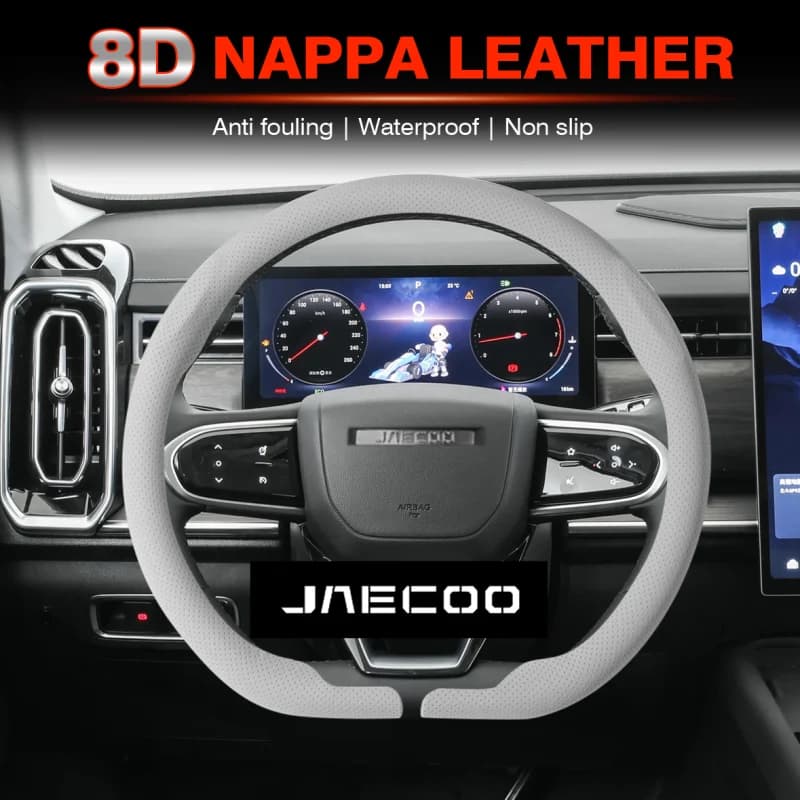 Coprivolante per auto in pelle scamosciata antiscivolo da 38 cm in pelle nappa per CHERY Jaecoo J7 J8 2023 2024 2025 Accessori auto per auto
