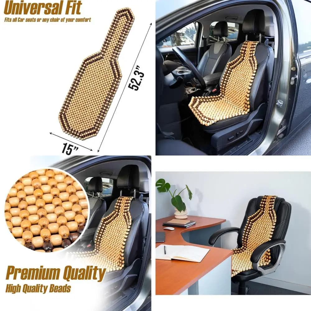 Cuscini per Sedile Auto in Legno a Doppia Fila - Set Premium da 2 Pezzi, Ergonomici e Confortevoli per Uso Quotidiano