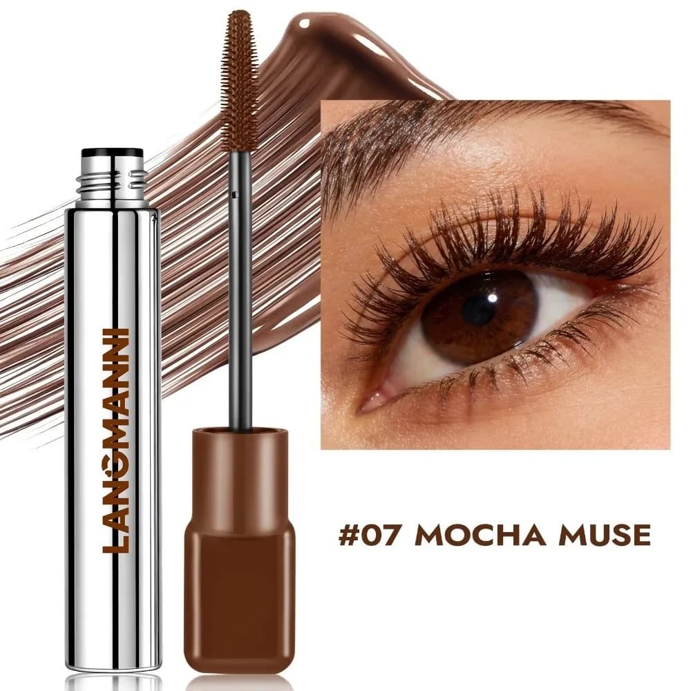 Mascara with Big Brush in Silk Fiber, Ultra-Slim Brush, Rapid Drying, Colorful Mascara to Stretch and Garnish Eyelashes, Makeup Application