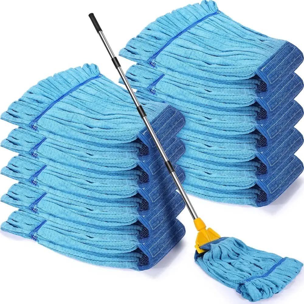 Pack of 10 Microfiber Replacement Tubes for Industrial Mop, Blue, 18 oz, for Cleaning Floors