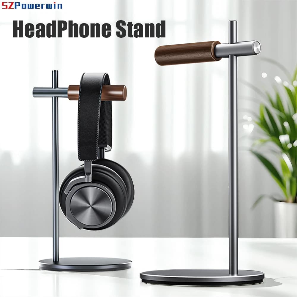 Support for Aluminum Headphones and Walnut Wood, Desktop Hook for Gaming and VR Headphones