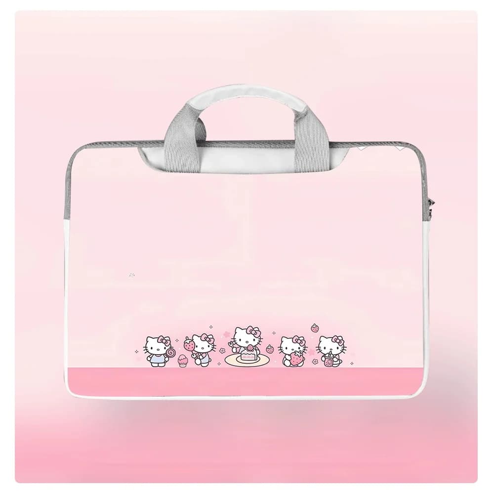 Borsa per Laptop alla Moda con Motivo Hello Kitty, 13 14 15 16 Pollici, Custodia Impermeabile per Laptop con Tasca, Adatta per Viaggi, Lavoro, Ufficio