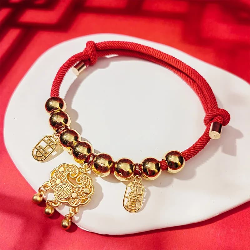 Collare per cani da compagnia Gatto Collana regolabile per Capodanno per animali domestici alla moda Corda rossa Sciarpa per gatti lavorata a mano tradizionale cinese Lucky Bless