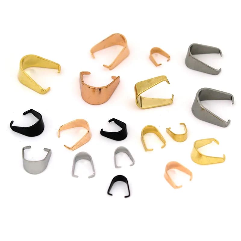 50-20 pz Pendenti E Ciondoli In Acciaio Inox Ciondolo Pizzico Bail Catenacci Collana Ganci Clip Connettori Per Gioielli FAI DA TE Che Fanno Accessori