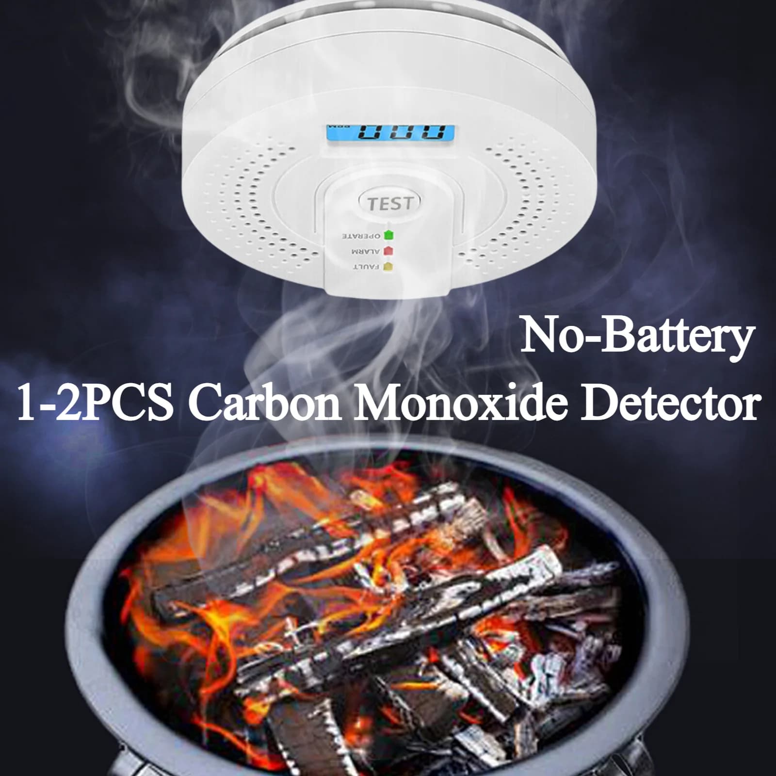 Carbon Monoxide Detector CO Gas Monitor Alarm ith LCD Digital Display CO Sensor Detector for Home Depot Test (Not AA Battery)