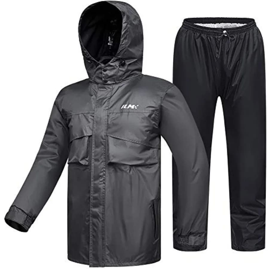 Completo Antipioggia per Moto da Uomo, Impermeabile con 6 Tasche, 2 Pezzi Pieghevoli, Giacca e Pantaloni Modello RS02