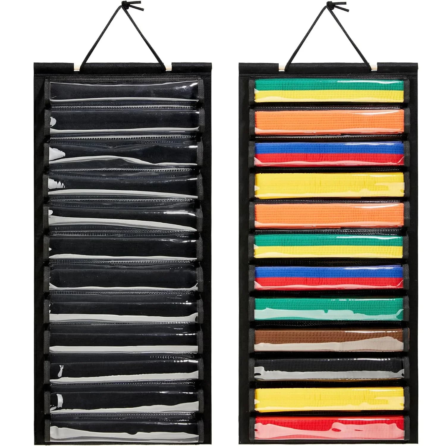 Borsa portaoggetti sospesa in feltro per cinture Taekwondo Organizzatore per esposizione cintura karate con portaoggetti per accessori montati a parete multitasche