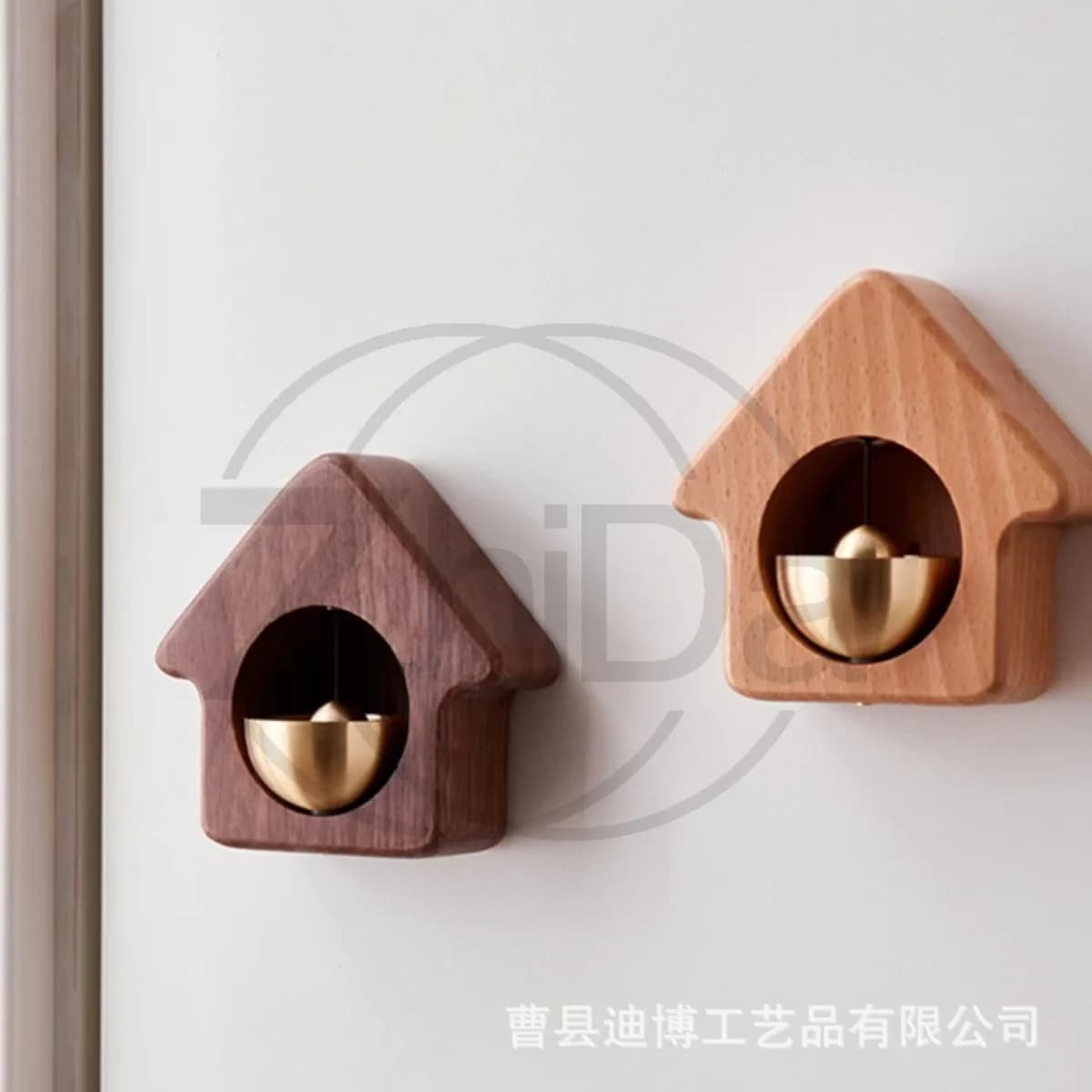 Creative Small House Magnetic Wooden Door Bell Entry Reminder Wind Chime Home Porch Hanging Decor New House Custom Gift Bell