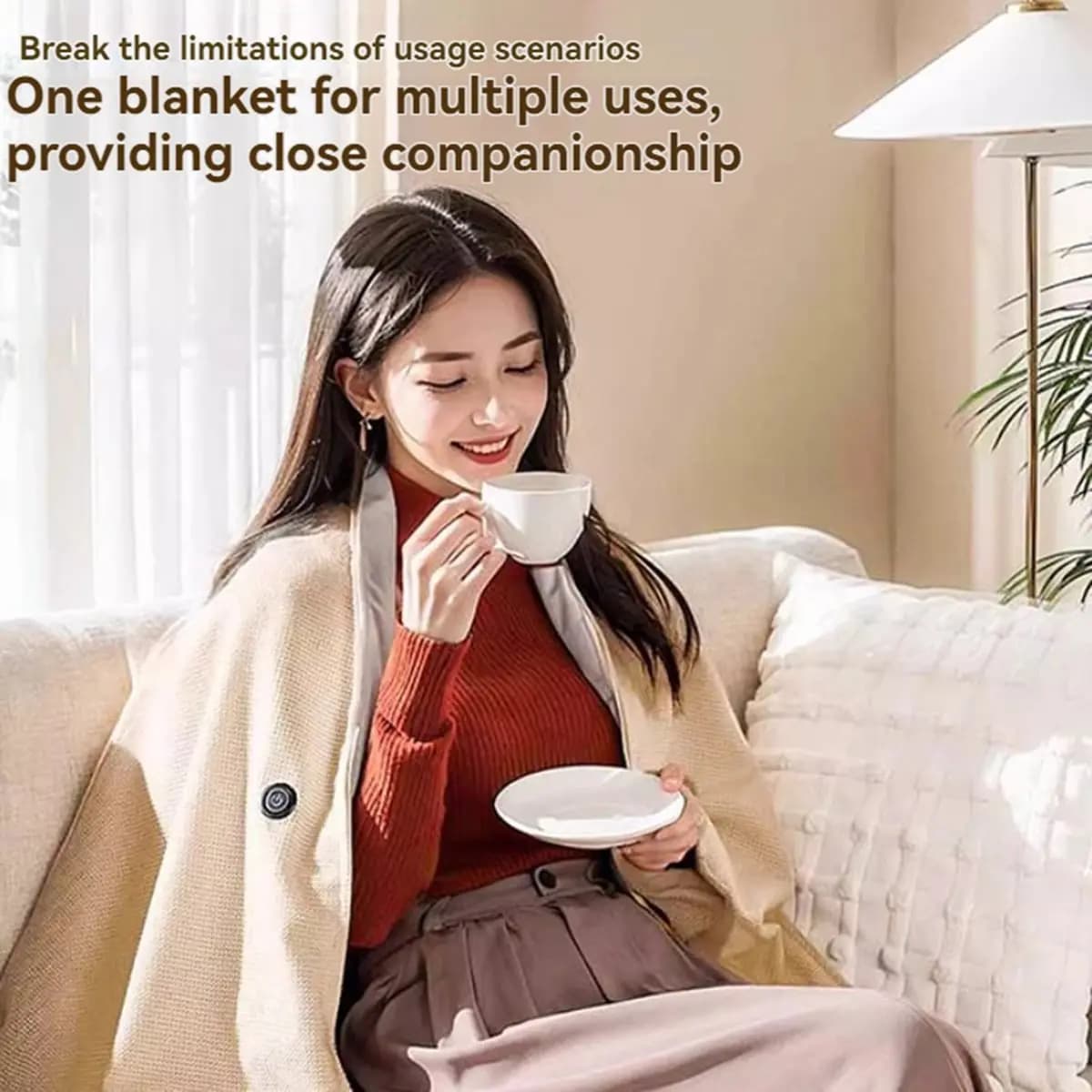 Coperta Elettrica Indossabile A06R con 3 Livelli di Riscaldamento, USB, per Inverno, Casa, Ufficio, Esterni, Materasso Riscaldante B
