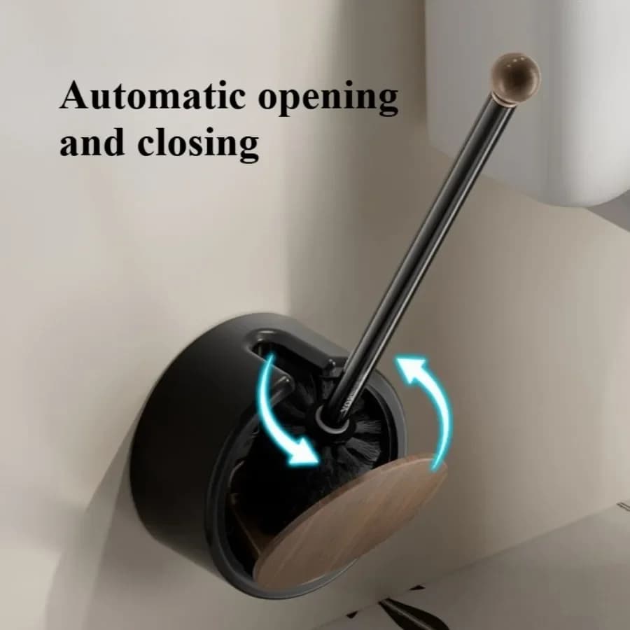 Wall Mounted Toilet Brush Without Punching Cleaning Detachable Wood Grain Long Handle Bathroom Accessories New