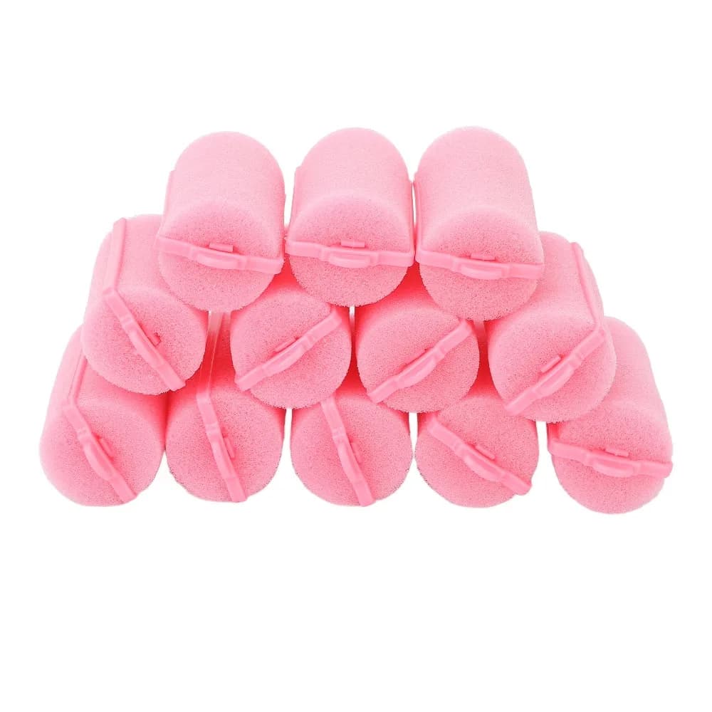 12pcs Styling Tool Soft Foam Sponge Hair Roller Flexible Daily Hair Roller Set Professional Pink Sponge Hair Curler Home Salon