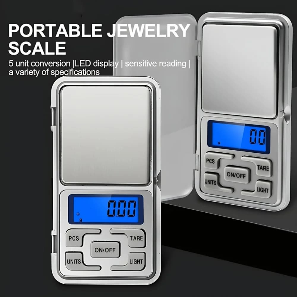500 g/0.01 g high precision pocket balance, accurate digital scale for jewelry with LCD display, compact laptop for easy transport