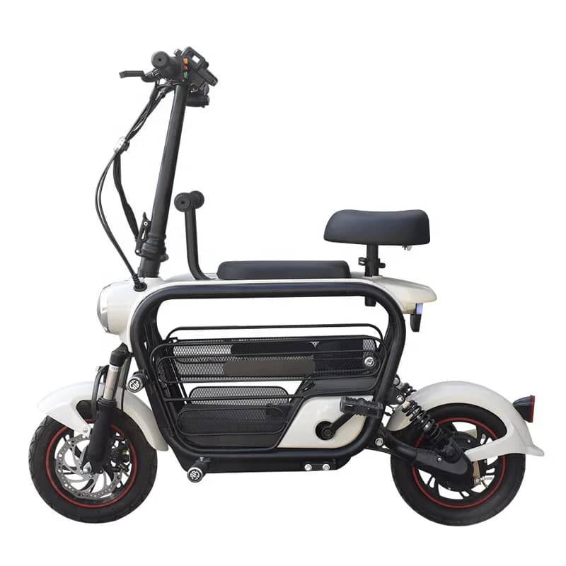 Bicicletta Elettrica Pieghevole per Adulti e Bambini con Portaoggetti, Mini Pneumatici e Sedile, Scooter Elettrico