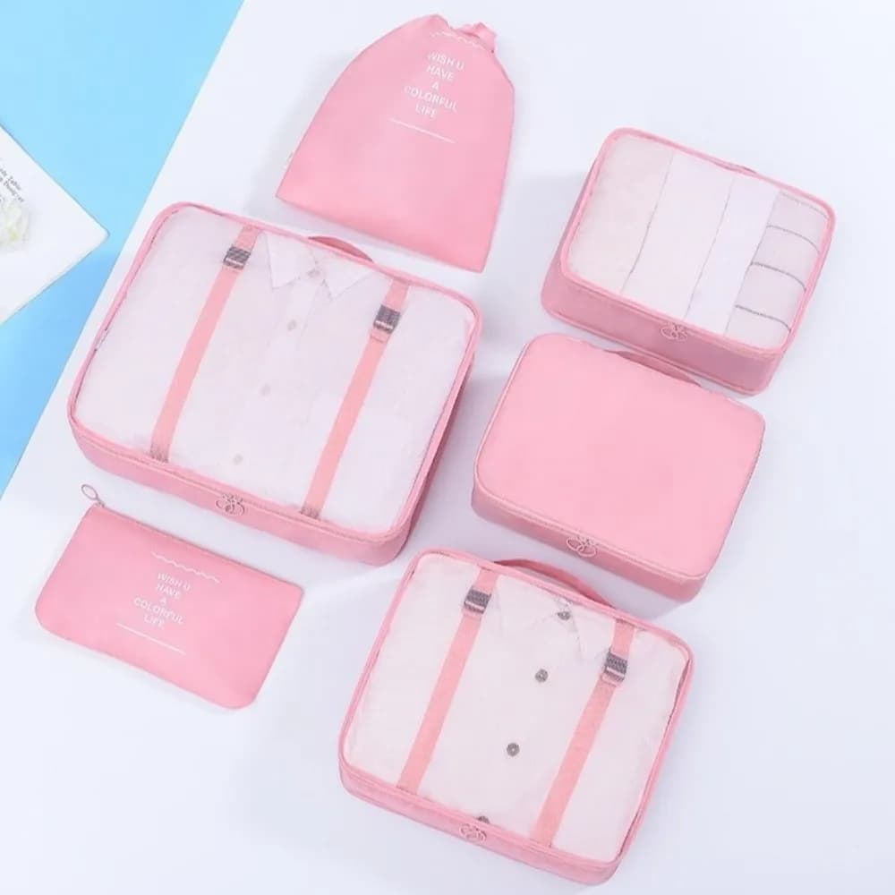7Pcs/Set Large Capacity Travel Organizer Storage Bags Folding Portable Suitcase Packing Cubes Set Waterproof Cases