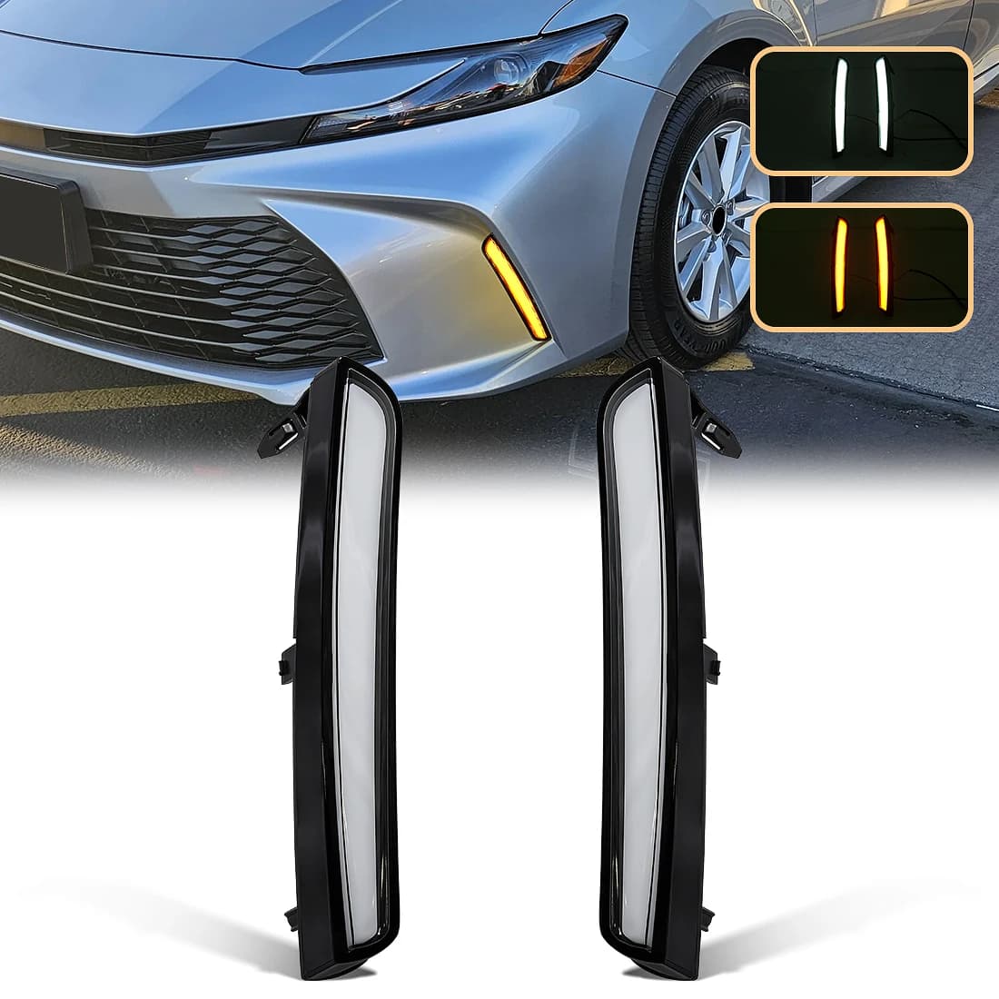 For Toyota Camry 2024 2025 9 Generation DRL LED Daylights Direction indicators White Lamp Yellow Bumper Front Lights Daylights 12V