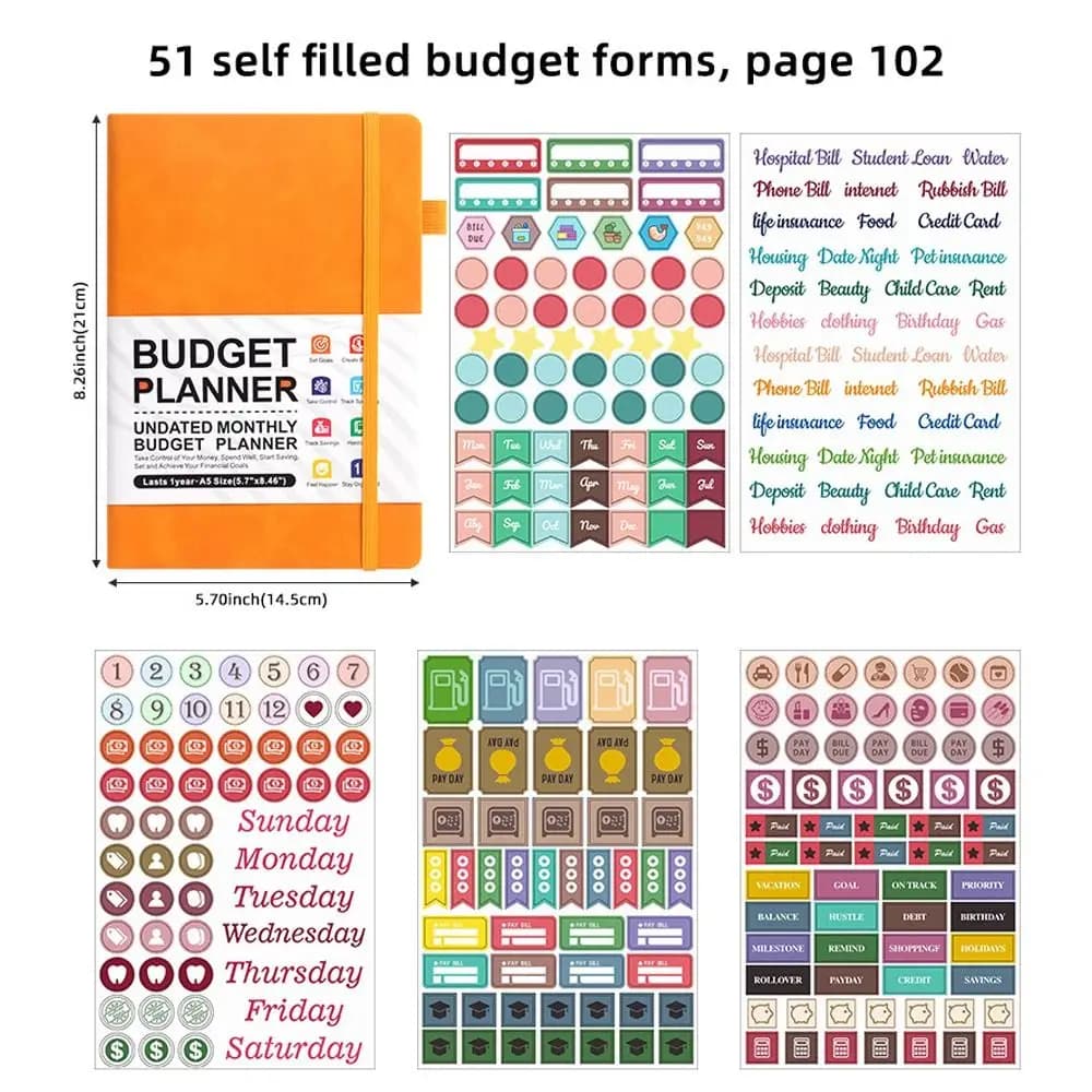 A5 Cash Budget Planner Notebook Portable Multifunctional Schedule Books Budget Book English Notepad