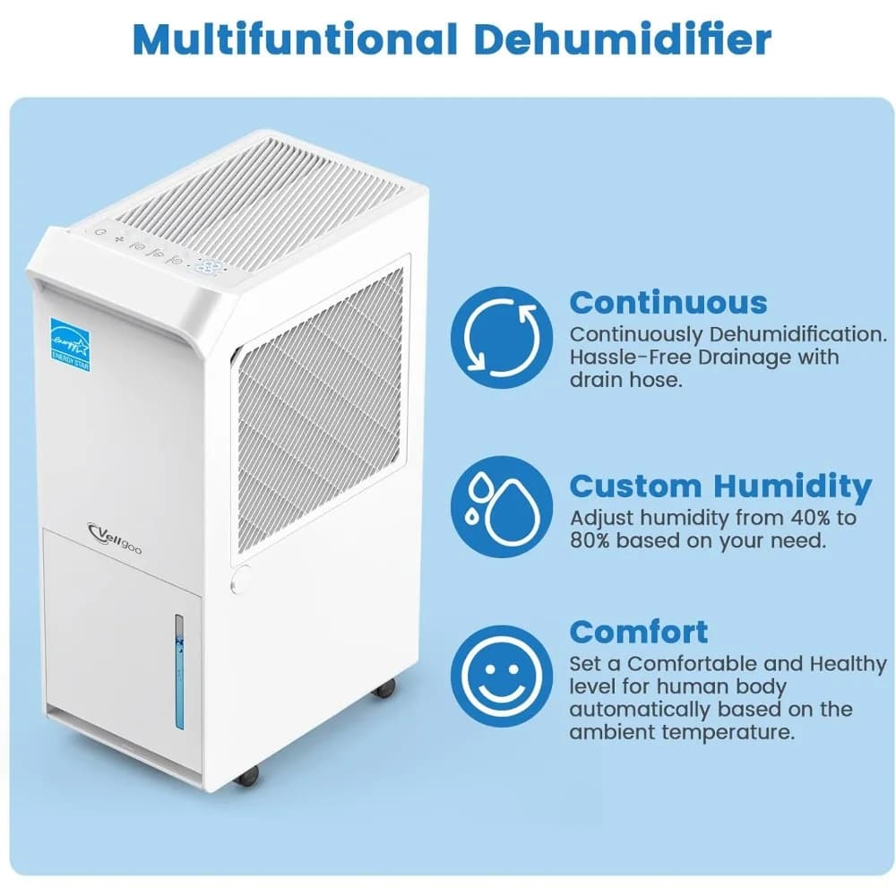 Deumidificatore Energy Star per seminterrato con tubo di scarico, deumidificatori serie 22 pinte 2019