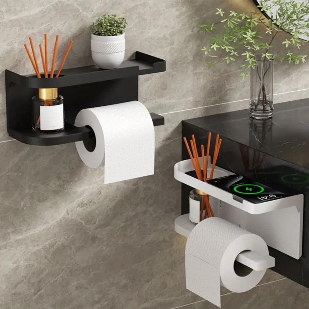 1pc Portarotolo per carta igienica senza trapano Portarotolo per fazzoletti a parete e portarotolo per carta Scaffale per bagno da cucina