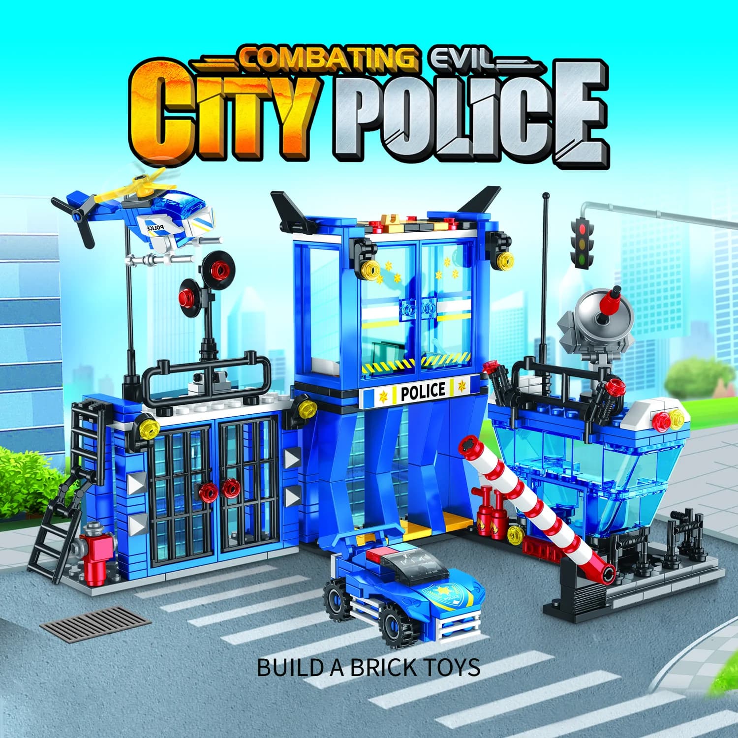 Set di Costruzioni 522 Pezzi: Stazione di Polizia Cittadina - Modellino Giocattolo da Assemblare per Bambini, Ornamento da Scrivania, Regalo