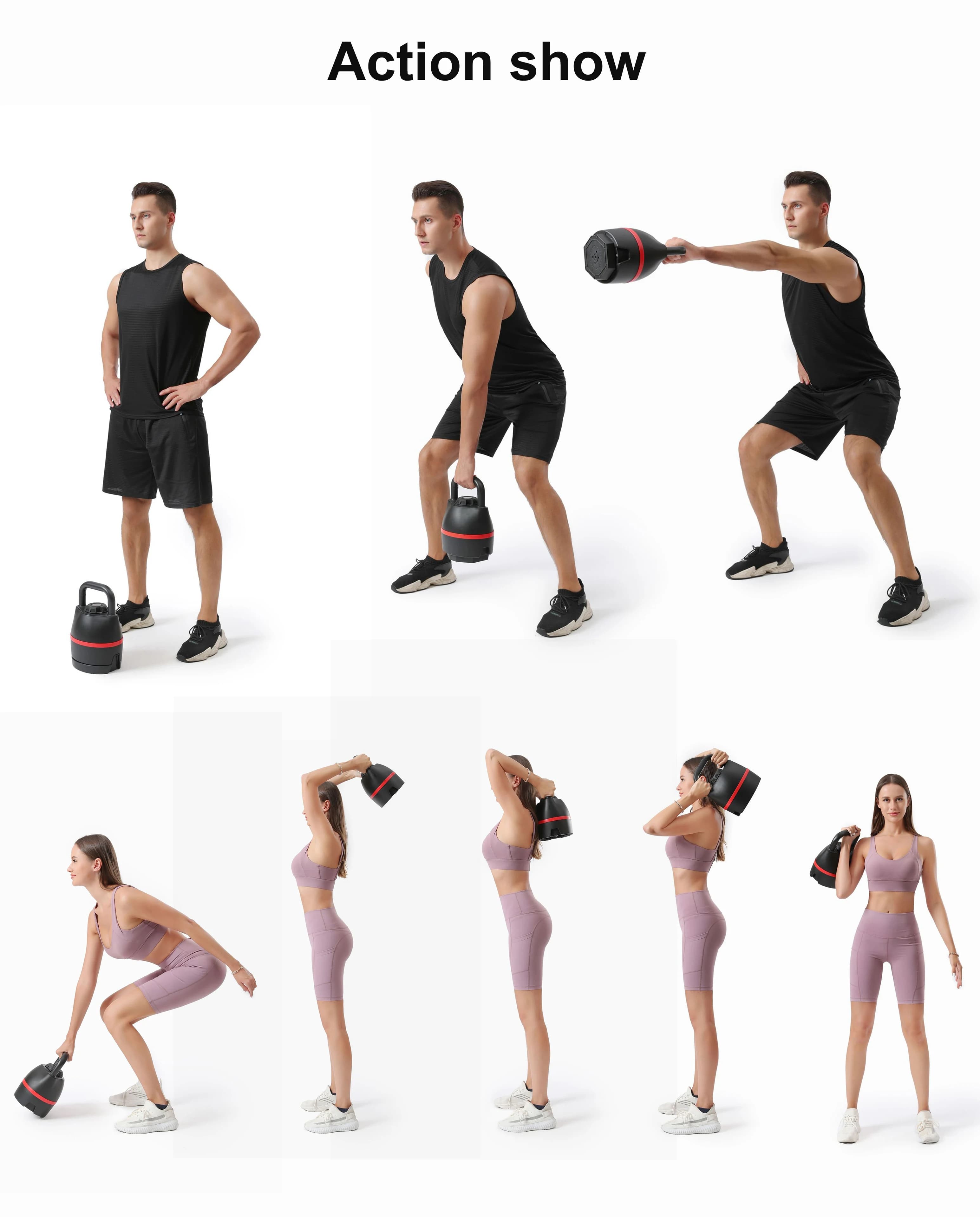 New Kettlebell Adjustable for Gym 2024, 6 Weight Levels, 40 Libras/18 Kg, Quick Release Free Weights
