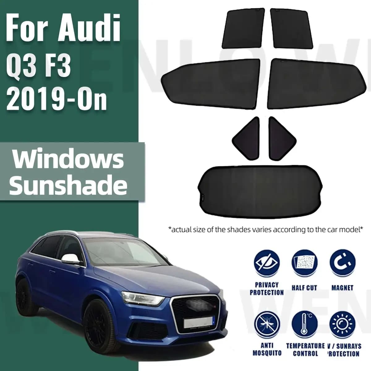 Per Audi Q3 F3 2019-2023 2024 visiera parasole per auto parabrezza anteriore posteriore tenda per telaio per bambini finestra laterale posteriore parasole scudo