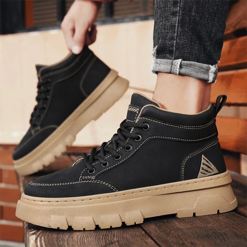 Nuove Scarpe Chunky alla Moda, Stivali da Lavoro con Suola Spessa, Scarponi Casual, Scarpe da Trekking Outdoor, Stivali da Uomo, Scarpe Trendy da Lavoro per Uomini