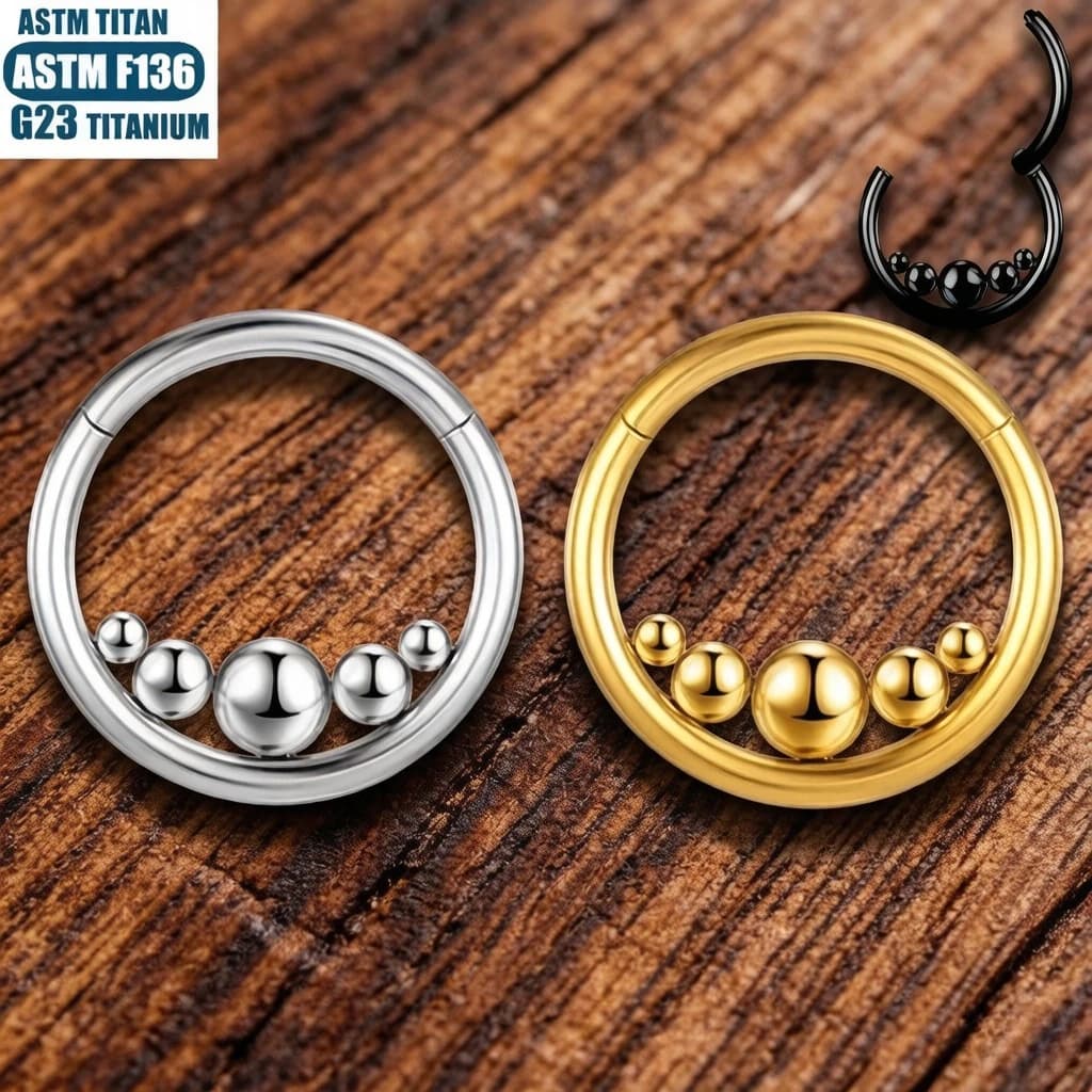 Anelli per naso in titanio F136 di grado implantabile, clicker per diaframma, trago, cartilagine, septum, orecchini a cerchio per donna e uomo, gioielli per piercing