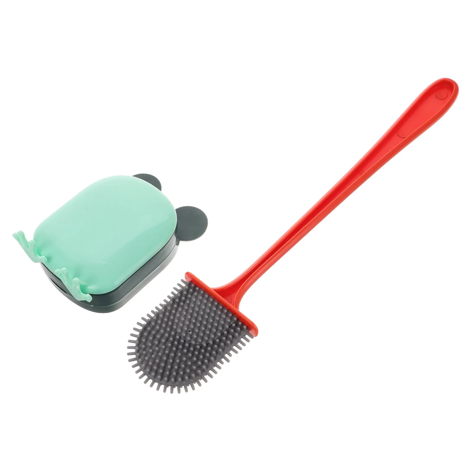 Set Spazzola per WC in Gomma Morbida con Manico Ergonomico, Strumento per la Pulizia del Bagno, Spazzola per la Pulizia del Gabinetto ad Asciugatura Rapida