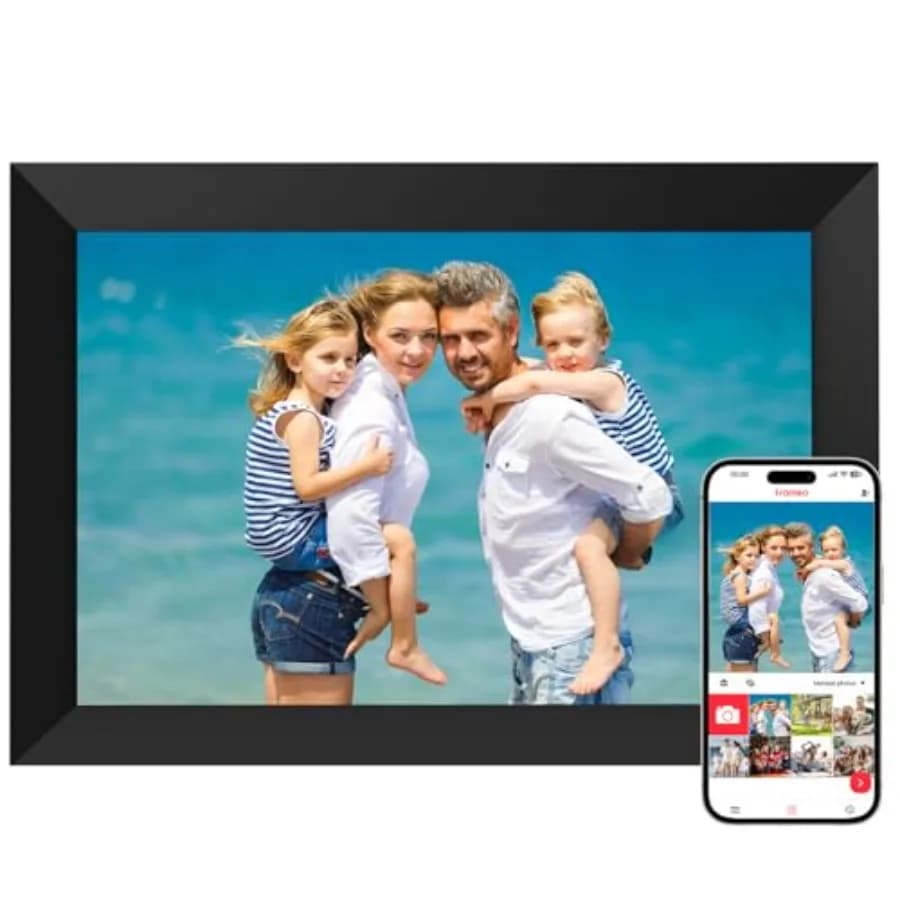 Cornice Digitale WiFi Frameo 10.1 Pollici, Cornice Fotografica Digitale con Schermo Touch IPS HD 1280x800, Rotazione Automatica, Montabile a Parete
