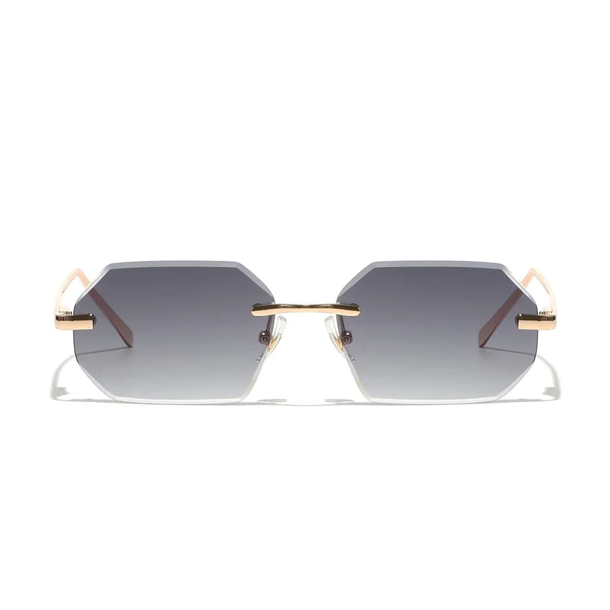 Occhiali da Sole da Uomo di Marca, Design Senza Montatura, Lenti Sfaccettate, Occhiali da Sole Senza Telaio in Metallo per Donna