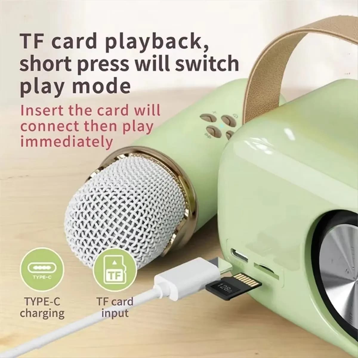 NUOVO altoparlante Bluetooth wireless portatile Karaoke con microfono macchina radio FM mini cassa di risonanza musica piccola colonna Mp3 bianco
