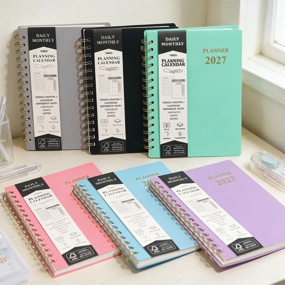 A5 2027 Yearly Planner Notebook Efficiency Thick Paper A5 Agenda Planning Notebook 365 Days Diary Plan Portable