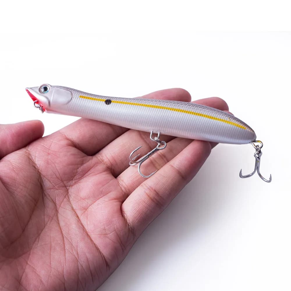 Esca da Pesca Galleggiante Topwater Pencil Popper 120mm/18g, Wobbler per Snakehead, Esche Artificiali per Snapper, Flounder, Bass, Chub