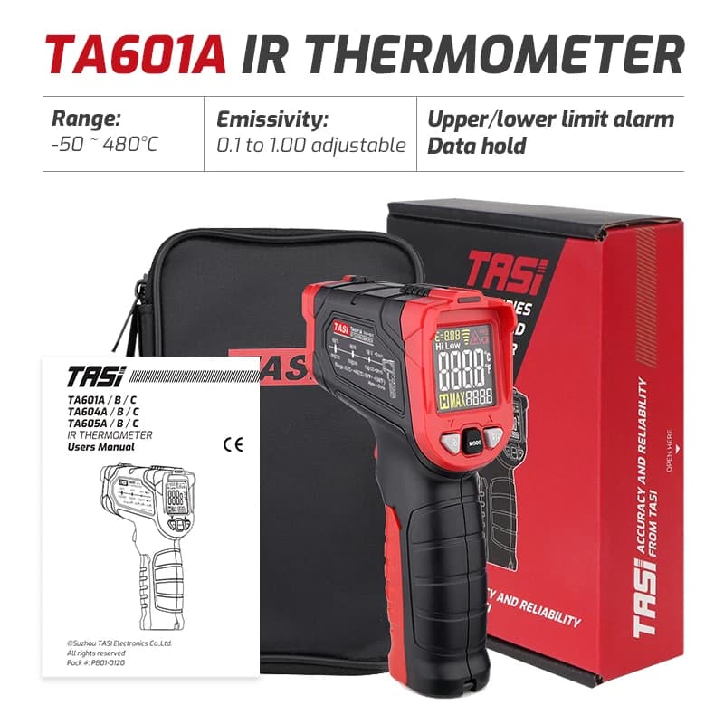 Termometro a Infrarossi TA601A TA601B TA601C, Pistola di Misurazione della Temperatura IR Laser, Pirometro Digitale Senza Contatto, Strumento di Misurazione Industriale