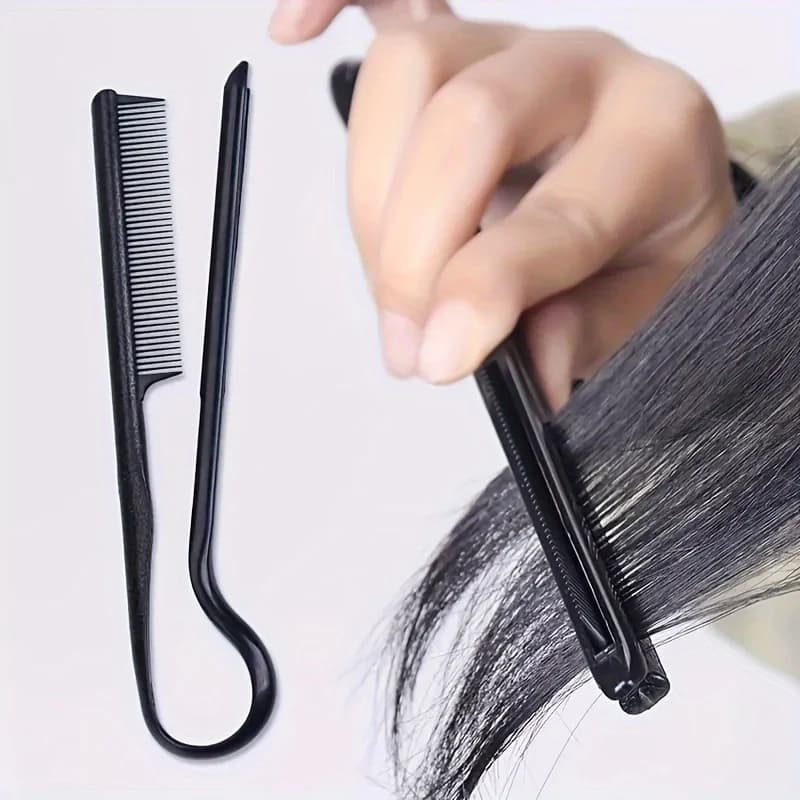 Pettine professionale a forma di V in 2 pezzi – Strumento per lo styling per domare e stirare i capelli crespi, in plastica ABS resistente, adatto per uso in salone e a casa, forniture per parrucchieri | Pettine a V | Pettine Facile da Pulire