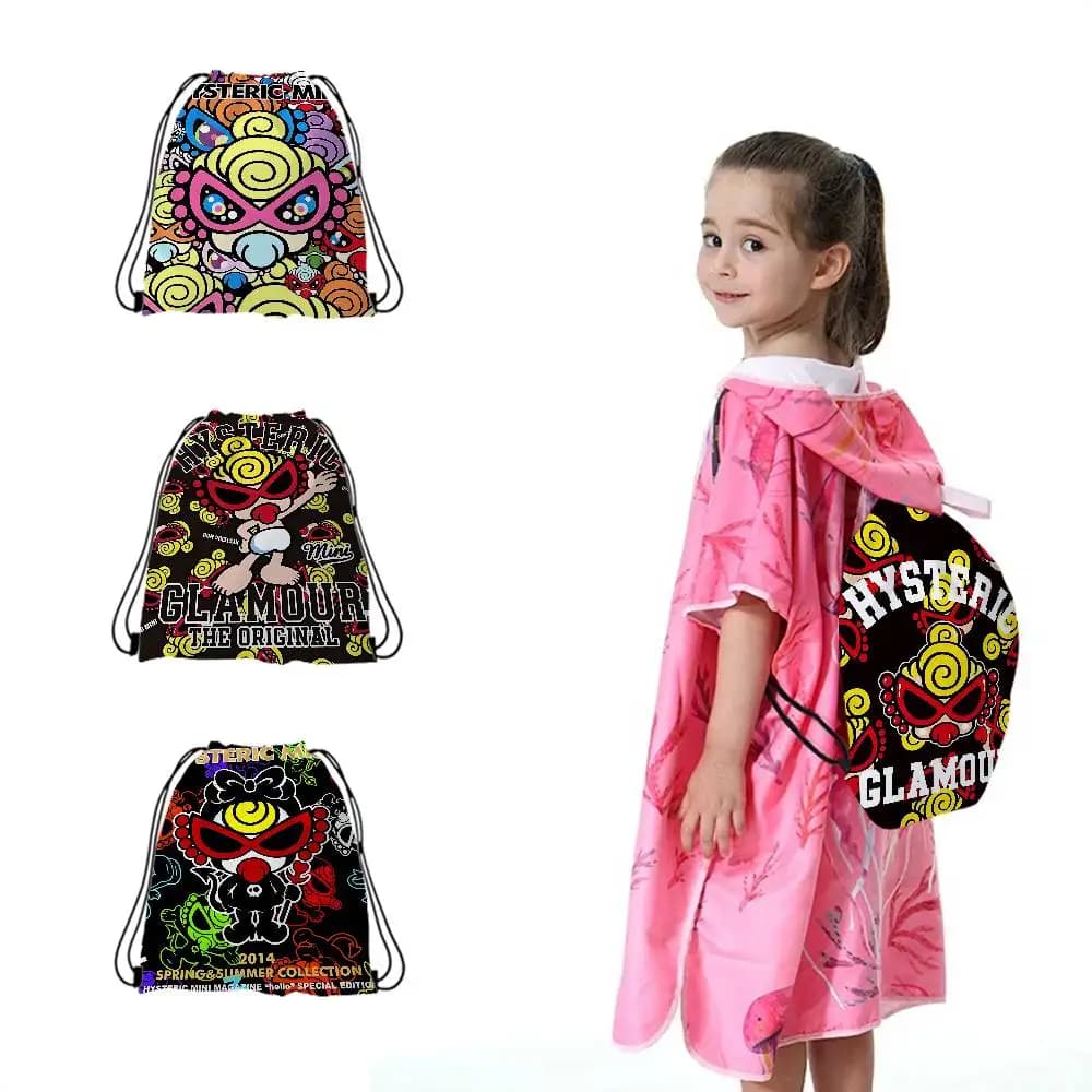 Giappone Moda Hysteric Mini Cool Stampa Borsa con coulisse Borsa di immagazzinaggio di moda Adolescente Ragazzo Zaino casual Borse da viaggio Bookbag Regalo