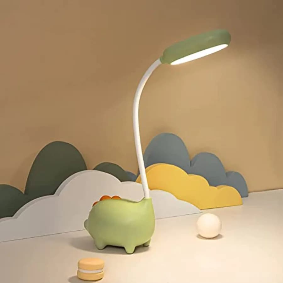 LED Desk Lamp, Dinosaur Night Light for,Cute Bedside Lamps Reading Light with Touch Control, 3 Color Modes Nursery Room Decor S