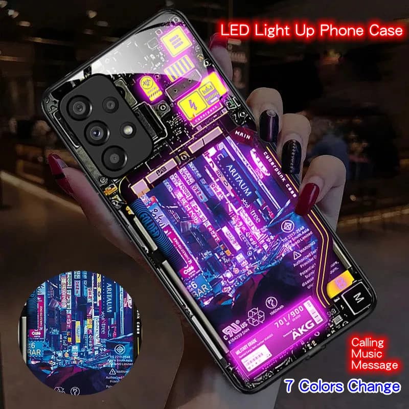 MEK Smart Light Up Luminous Phone Case For Samsung Galaxy S26 S25 S24 S22 S23 S21 S20 FE Plus Note 20 Ultra LED Back Phone Cover