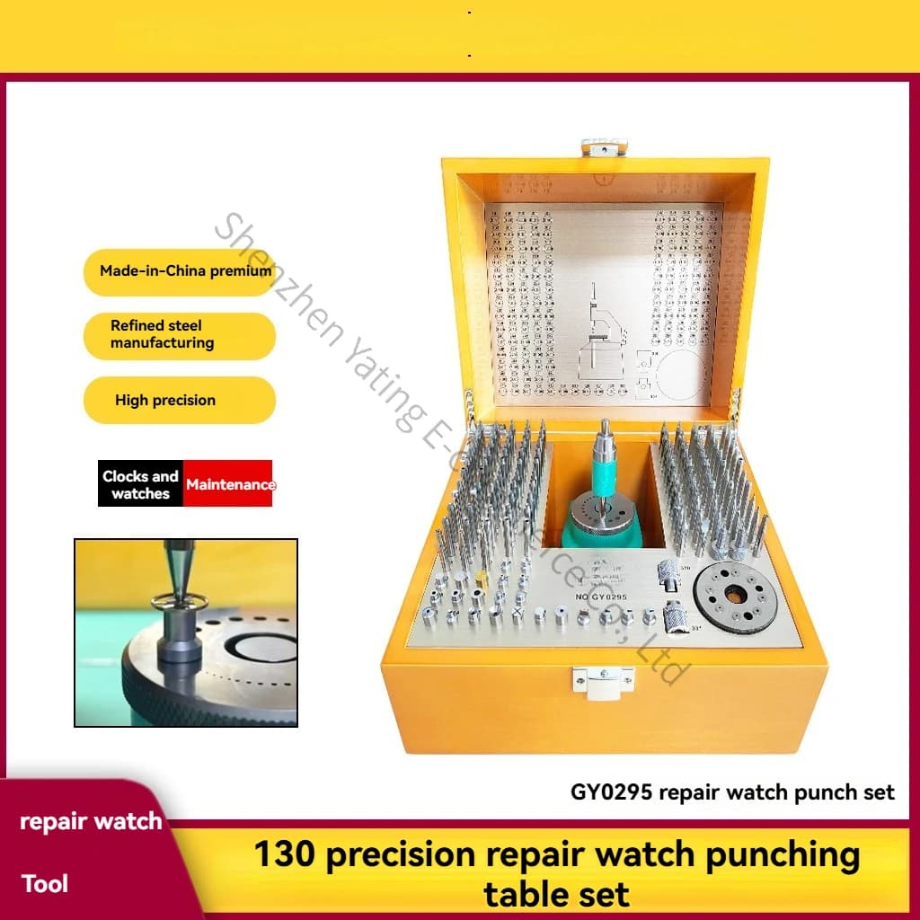 Set di Strumenti di Precisione per Riparazione Orologi 130 Pezzi, Macchina Punzonatrice, Attrezzo per Smontaggio Albero a Pendolo Gangyuan