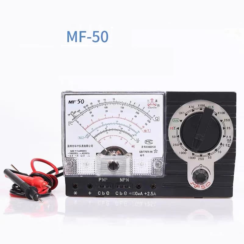 MF-50 Multimetro analogico Sostituzione professionale portatile Alimentato a batteria Manopola regolabile Controllo Strumento voltmetro per elettricista