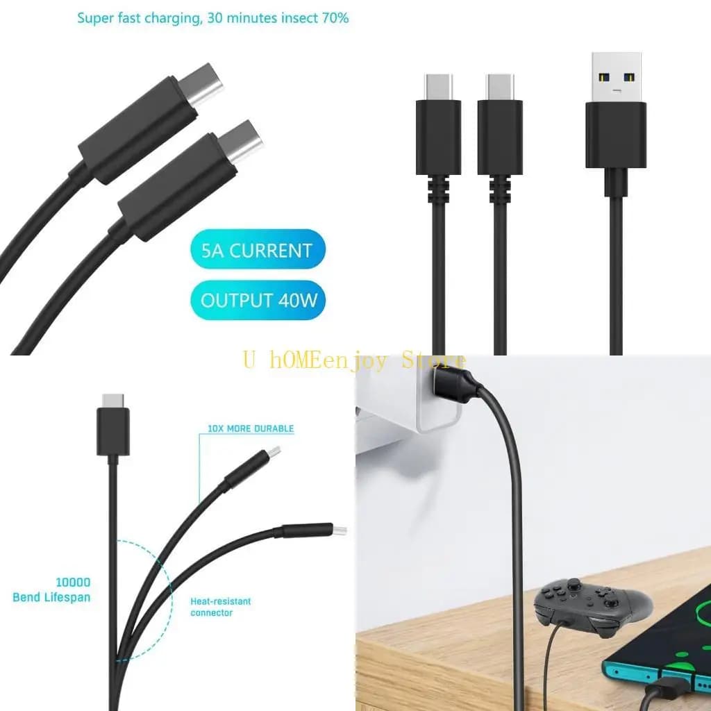 B0KF for USB Type C 2 Quick Charging Cable in 1 from 3 m for Cell Phone Overvoltage Controller Switch