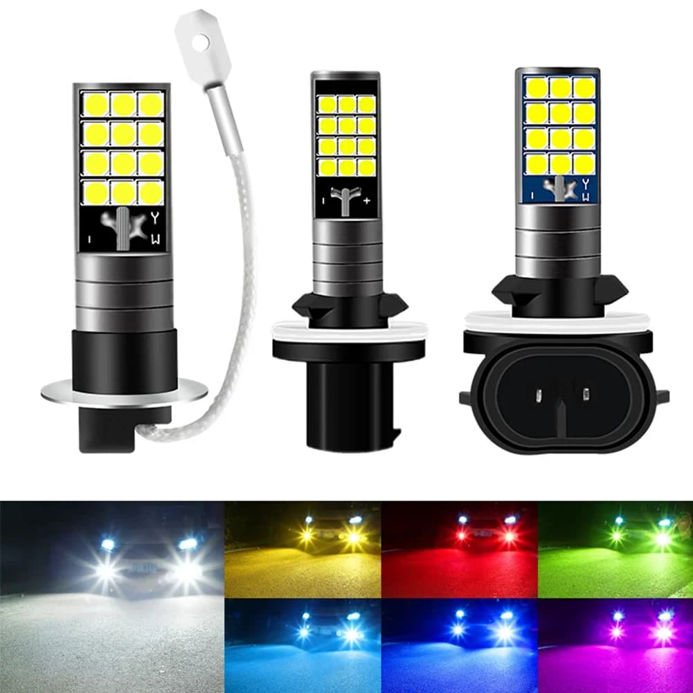 Multicolor H1 H3 H27 881 Fendinebbia Lampadina 3030 24SMD 900LM Giallo Rosa Verde Blu Auto Guida Lampada da corsa Auto Led Luce 12V