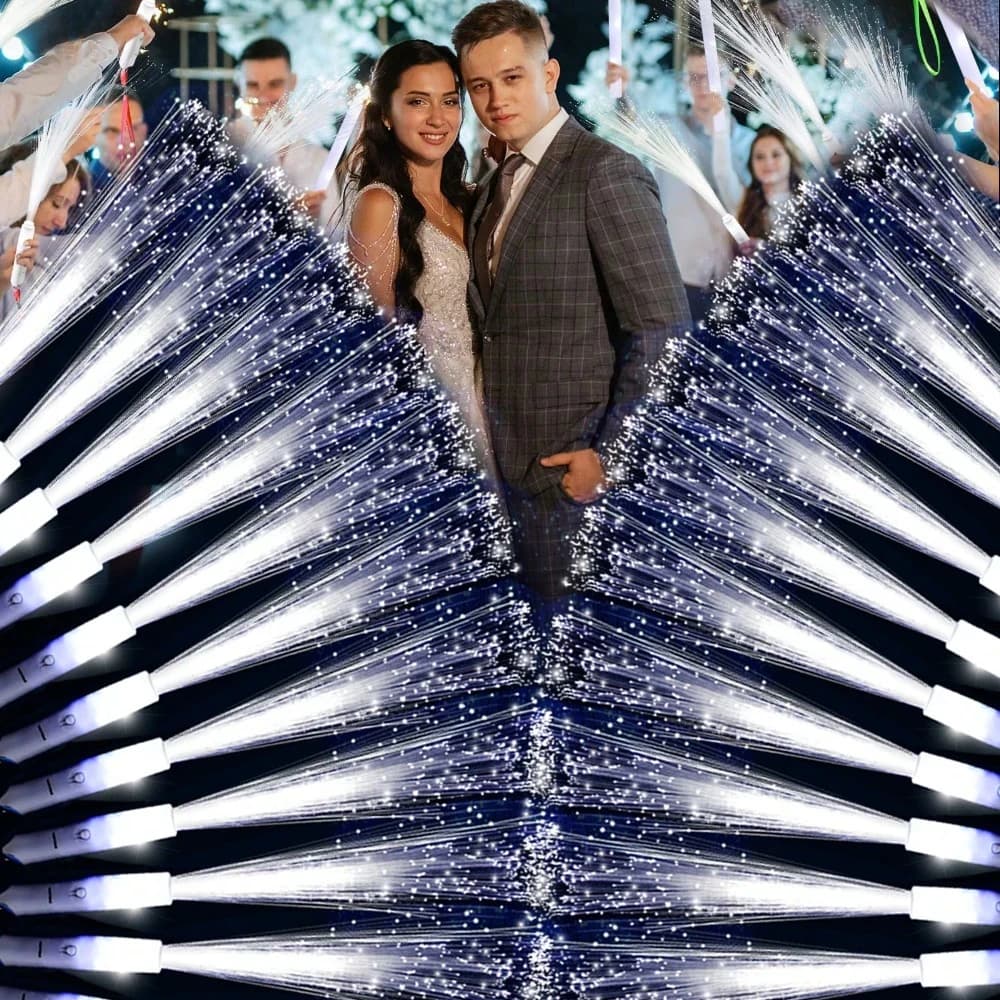 Luminous fiber optic poles/ heart-shaped star flashes/White flashing bracelets, suitable for weddings, carnivals, concerts, festivals and decorations for birthday parties