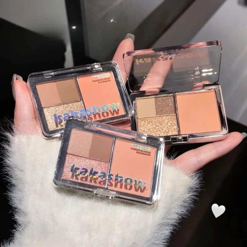 Mini palette di ombretti a 4 colori Blush Palette di ombretti naturali Glitter Perlescenti Matte Acrilico Ombretto trasparente Trucco
