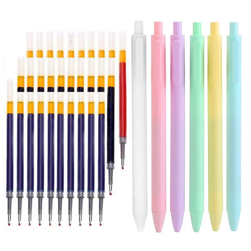 Set di Ricariche per Penne Gel Retrattili Colore Macaron, Penne a Sfera da 0,5 mm, Penne Kawaii a Pressione per Scuola e Ufficio