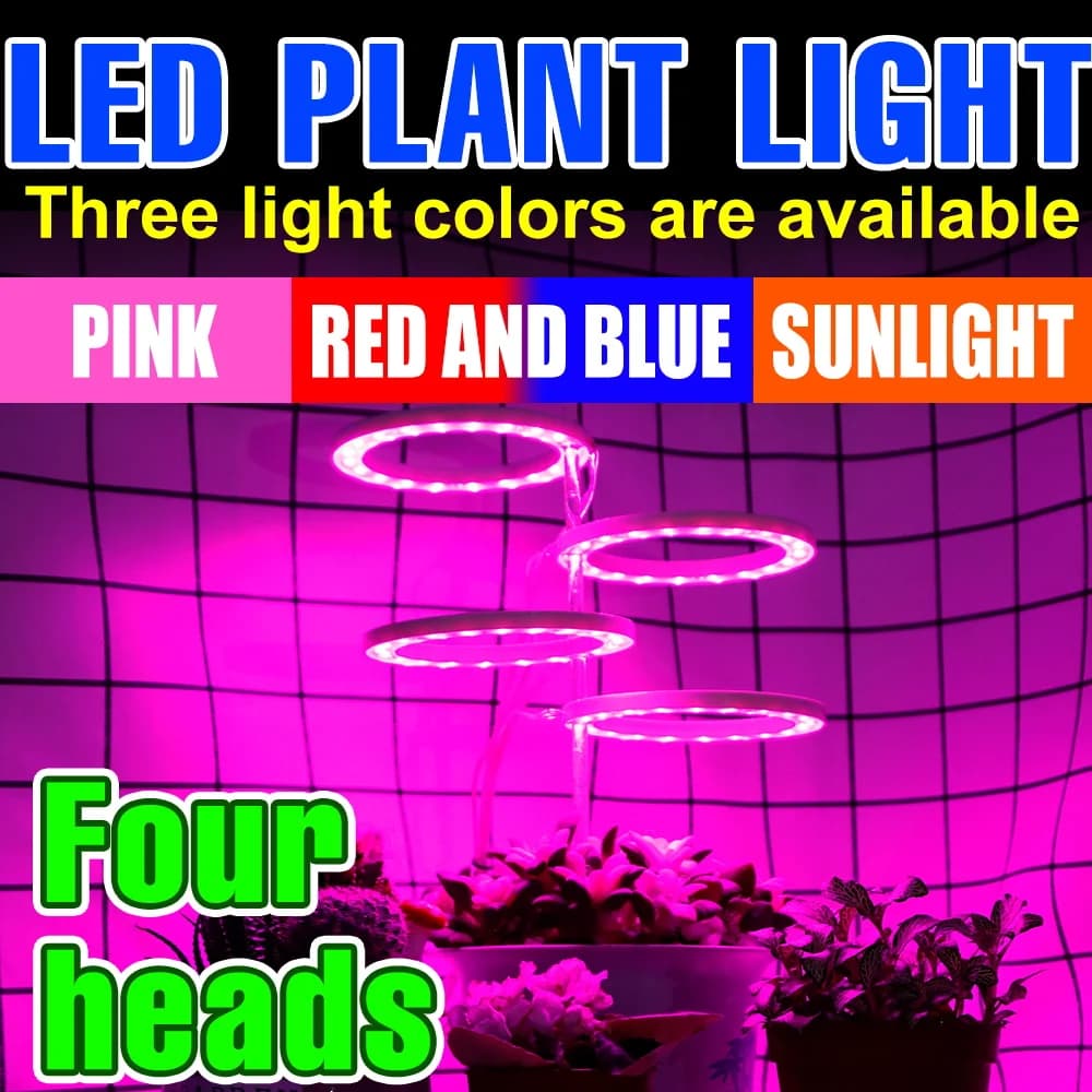 Lampada LED per Coltivazione Indoor a Spettro Completo, USB DC5, per Piante in Vaso, Frutta e Verdura, Illuminazione Regolabile con Timer 24 Ore