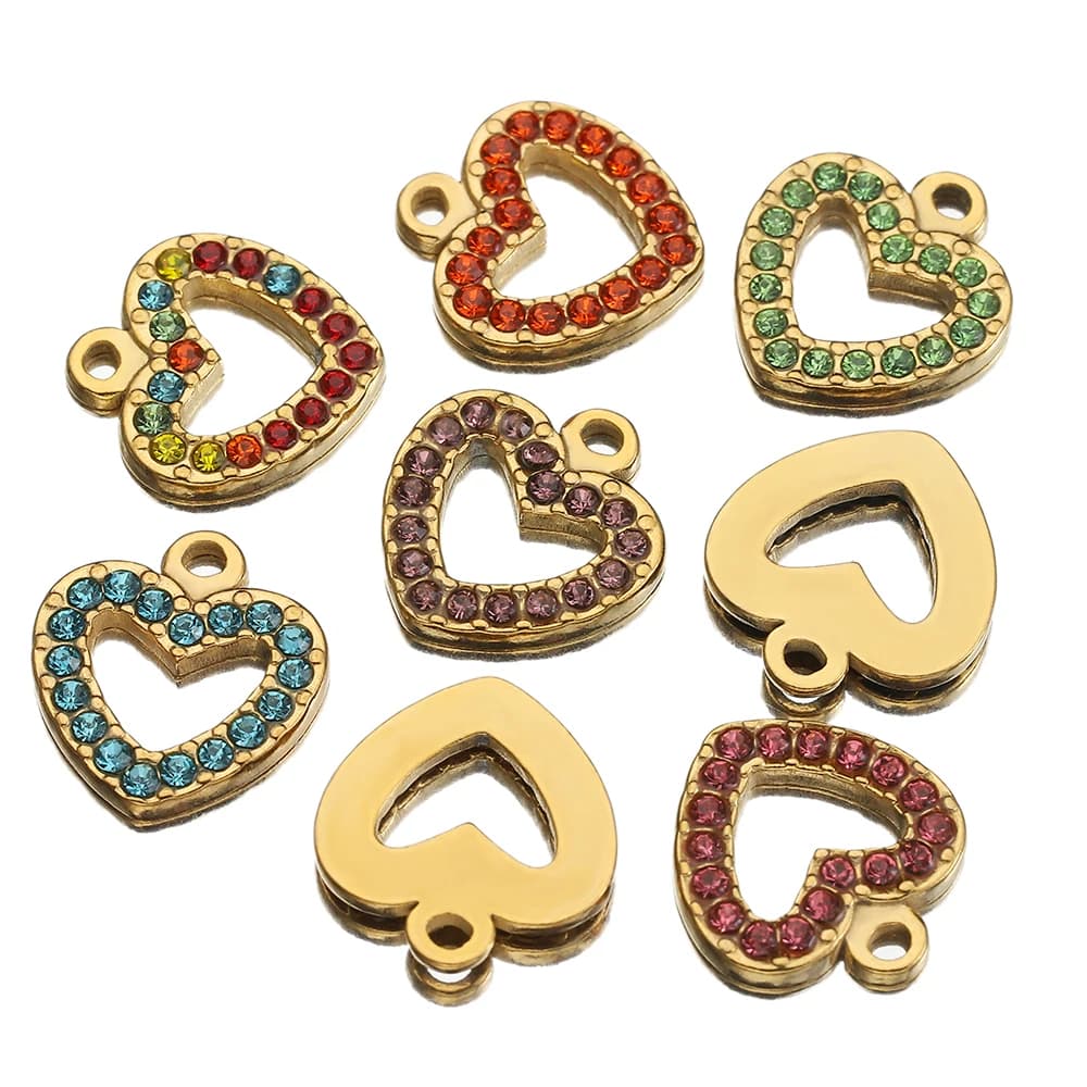 5 pendenti misti con strass in acciaio inossidabile, perline di cristallo colorate per collane, bracciali, creazione di gioielli, ciondoli fai da te